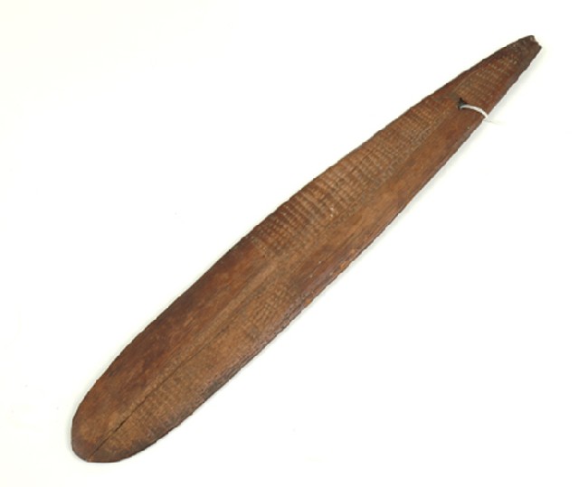 Appraisal: An Aboriginal Artefact the paddle like implement having incisions on