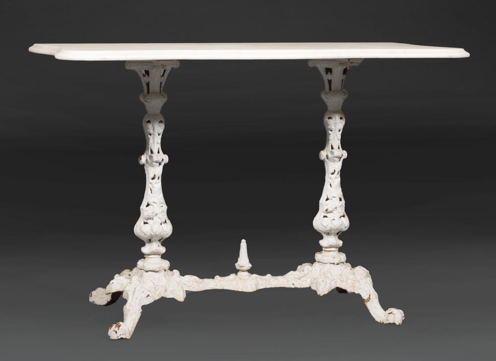 Appraisal: Rococo Cast Iron Garden Console Table later marble top h