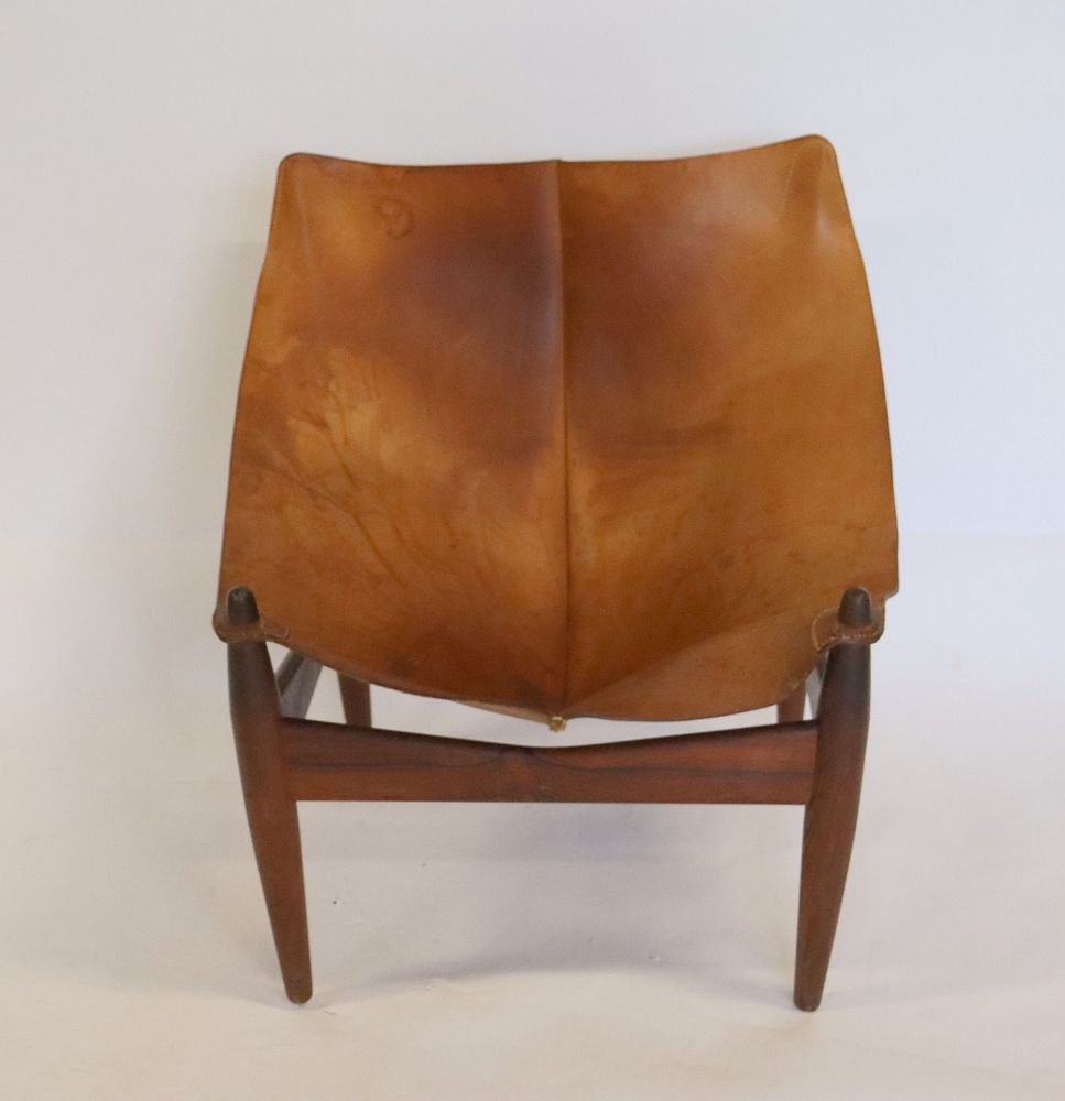 Appraisal: MIDCENTURY Rosewood Chair With Leather Upholstery From a Westchester NY