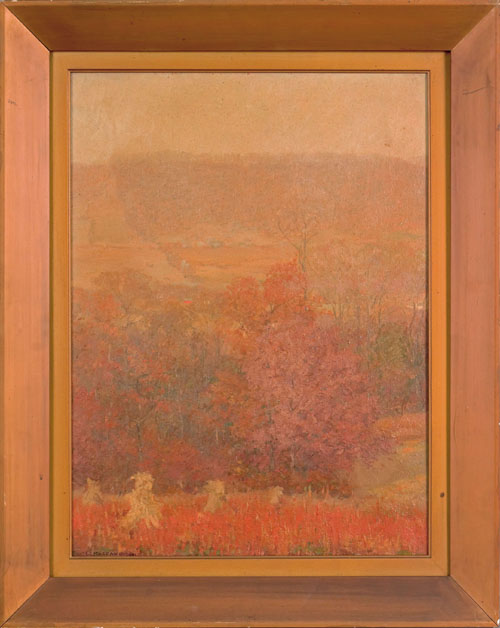 Appraisal: Lawrence Mazzanovich American - oil on canvas autumn landscape titled