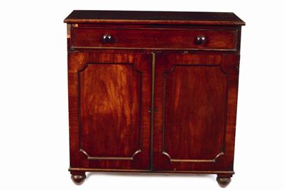 Appraisal: A th century mahogany side cabinet fitted with a frieze