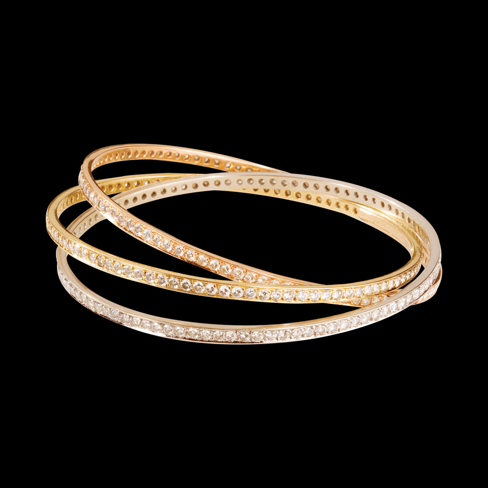 Appraisal: European Jewellery k Three Colour Gold Three-Part Bangle set with