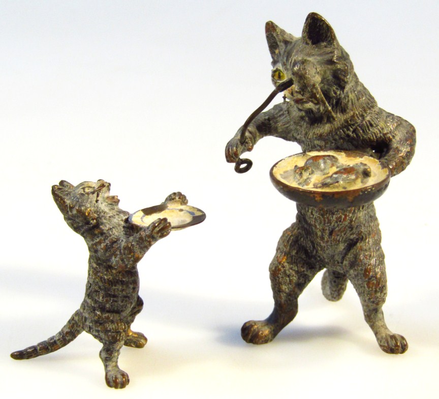 Appraisal: An early thC cold painted humorous bronze cat figure group