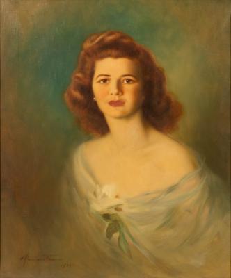 Appraisal: M Ludlow Symonds Mrs Greening half-length portrait oil on canvas