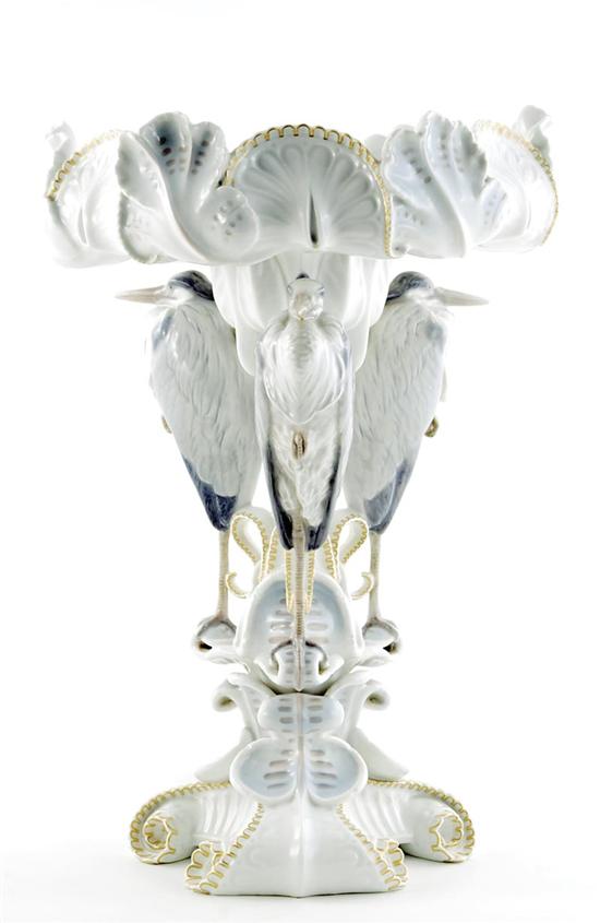 Appraisal: Impressive Bing Grondahl porcelain centerpiece circa - scrollwork base issuing