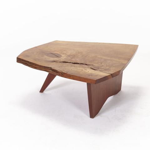 Appraisal: George Nakashima Free Edge Walnut Slab Coffee Table American mid