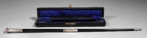 Appraisal: A George V silver mounted and ebonised wood conductor's baton