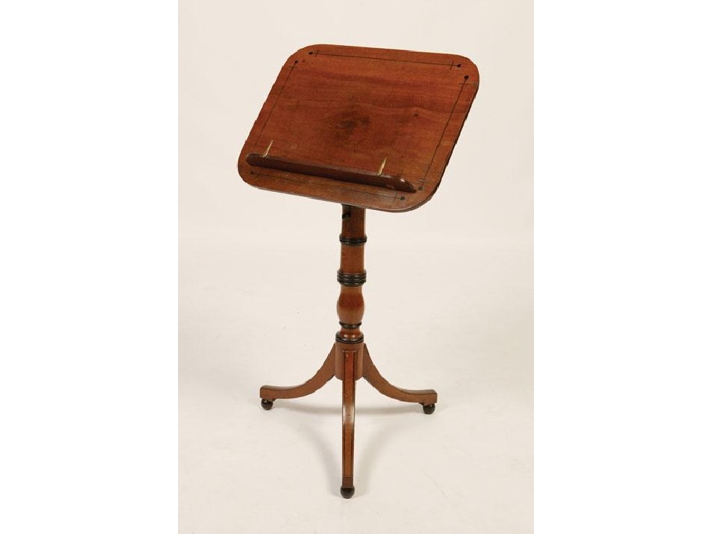 Appraisal: A REGENCY MAHOGANY AND EBONY MUSIC STAND the adjustable stand