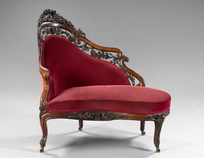 Appraisal: Rare American Rococo Revival Laminated Rosewood Meridienne mid- th century