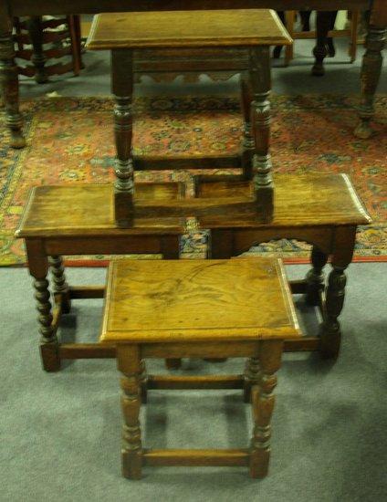 Appraisal: A th Century oak joint stool the rectangular top on