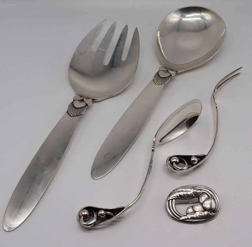 Appraisal: STERLING Assorted Georg Jensen Serving Pcs and Jewelry Includes a