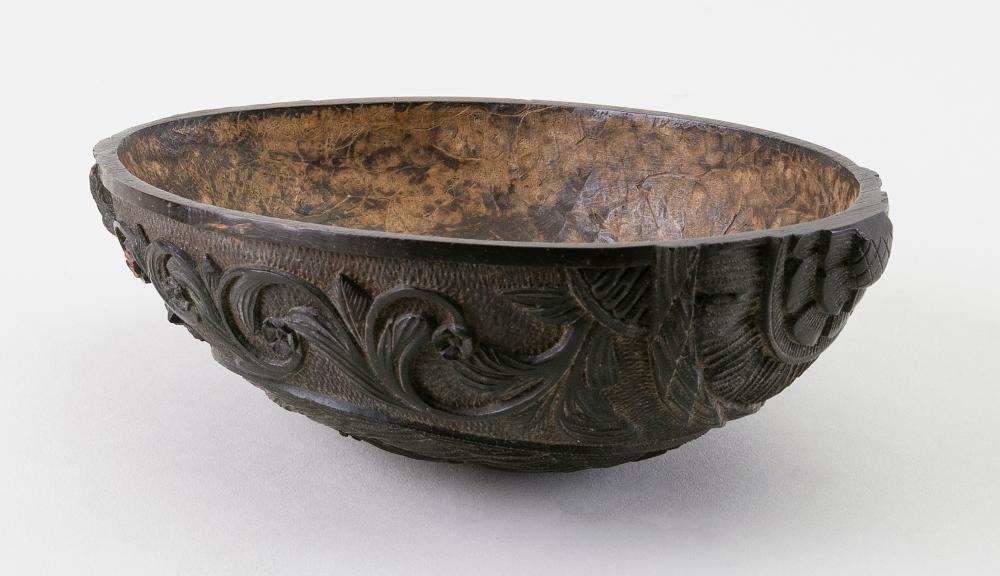 Appraisal: ENGLISH CARVED HALF OF A COCONUT SHELL EARLY TH CENTURY