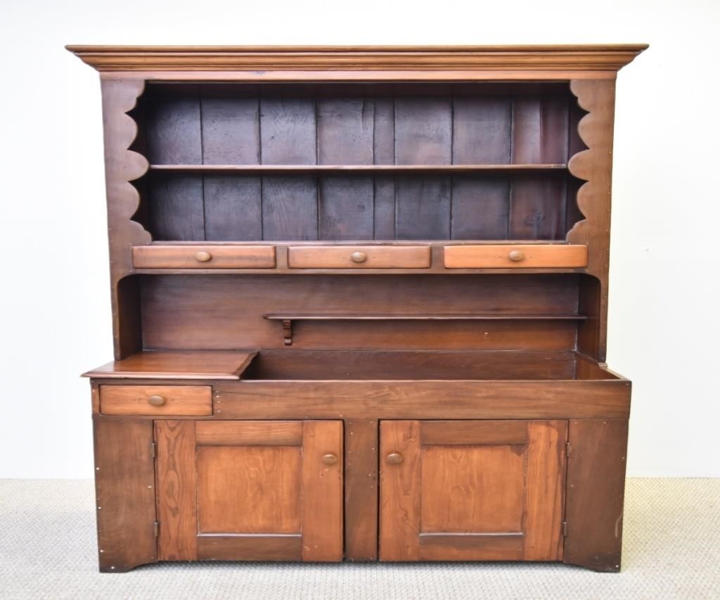 Appraisal: Pine two-part open shelf dry sink circa h x h