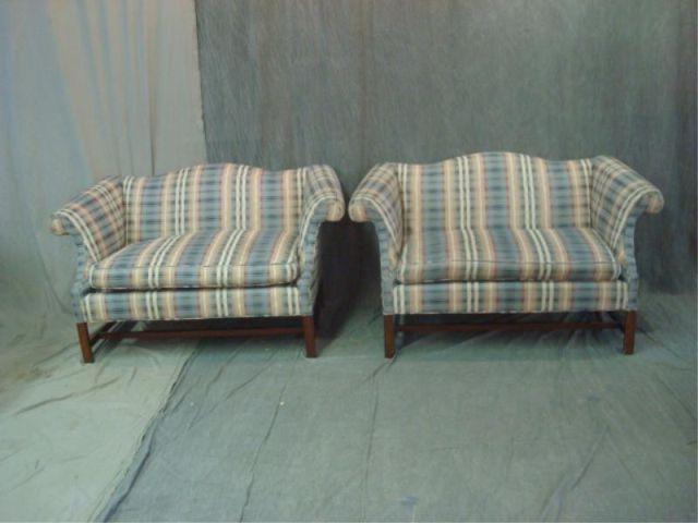 Appraisal: Pair of Wing Arm Upholstered Loveseats Dimensions x x