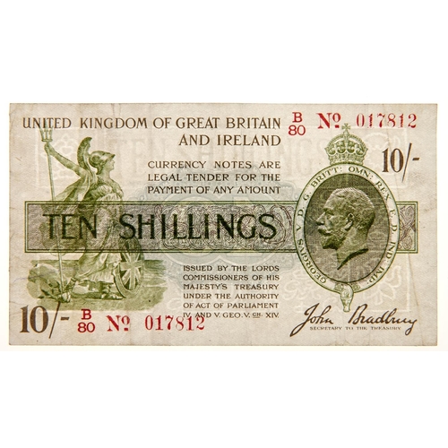 Appraisal: Bank Note Treasury Bradbury ten shillings red B square dot