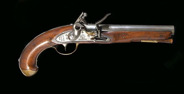 Appraisal: A U S Model flintlock martial pistol by Simeon North