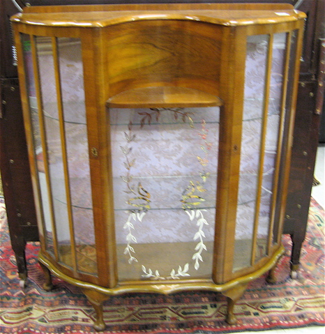 Appraisal: GLASS AND MAHOGANY CHINA DISPLAY CABINET Queen Anne Revival English