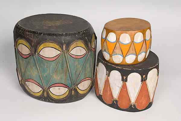 Appraisal: Cochiti Polychrome Drums lot of height in x diameter in