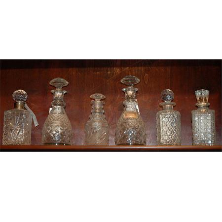 Appraisal: Group of Six Glass Decanters Estimate -