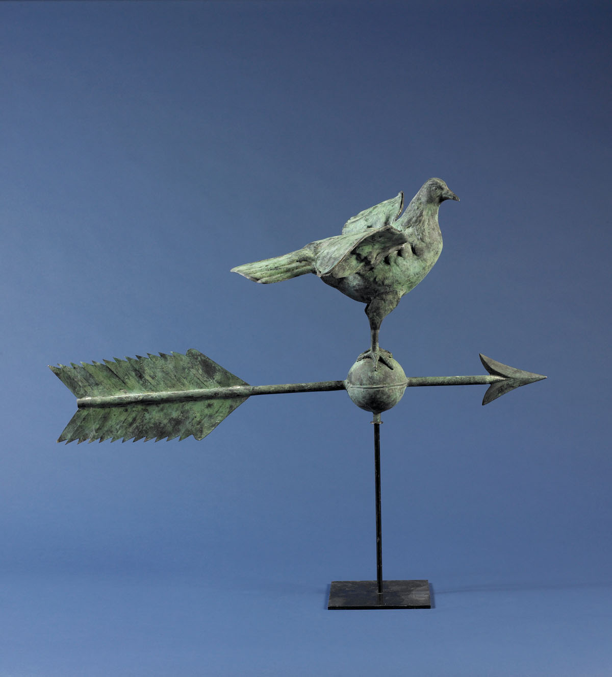 Appraisal: PIGEON ON ORB WEATHERVANE LATE NINETEENTH CENTURY Full-bodied copper with