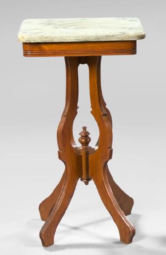 Appraisal: American Eastlake Walnut and Marble-Top Stand fourth quarter th century