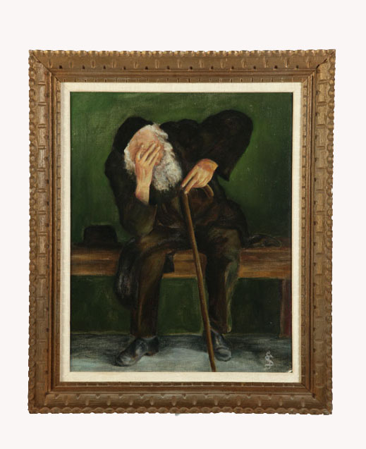 Appraisal: PORTRAIT OF AN OLD MAN WITH CANE BY SAUL SCHWARTZ