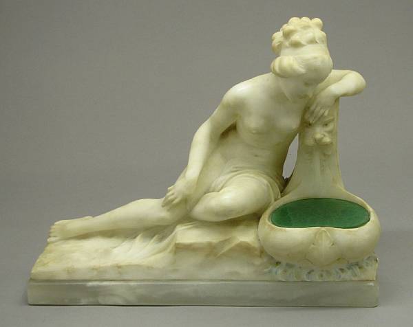 Appraisal: An Italian carved alabaster figural lamp first quarter th century