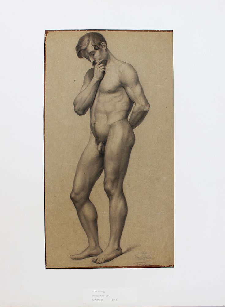 Appraisal: Otto Koenig - Otto Koenig - male nude drawing on