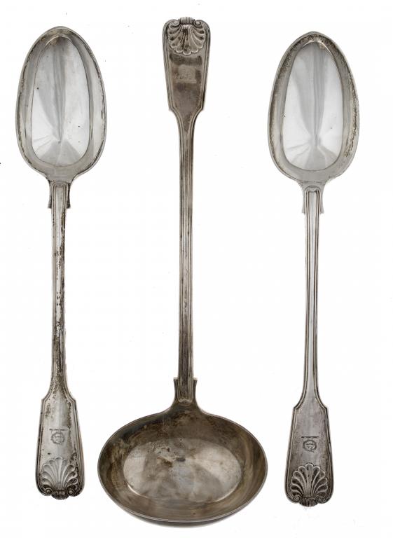 Appraisal: A VICTORIAN SOUP LADLE AND PAIR OF GRAVY SPOONS Fiddle