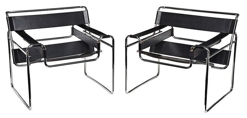 Appraisal: Pair Marcel Breuer Designed Wassily Chairs second half th century