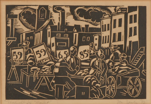 Appraisal: William Jacobs American - Maxwell Street Market woodcut pencil signed