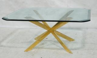 Appraisal: PACE Cocktail Table Brass and Glass Brass legs a PACE