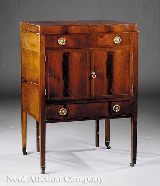 Appraisal: A Regency Inlaid Mahogany Washstand early th c hinged top