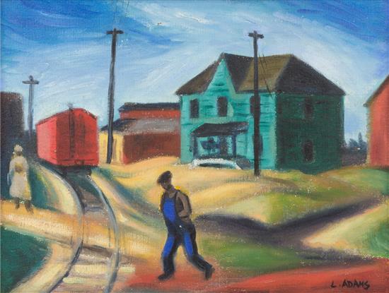 Appraisal: Sale Lot Lawrence Adams American - Crossing the Tracks oil