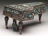 Appraisal: FINE AND INTERESTING GRAND PIANO FORM ENAMEL AND SILVER DESK