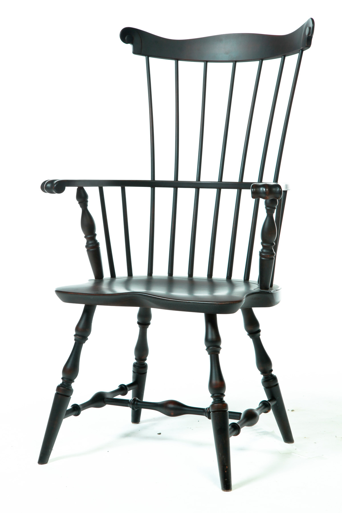 Appraisal: WINDSOR-STYLE ARMCHAIR American rd quarter- th century Black distressed paint