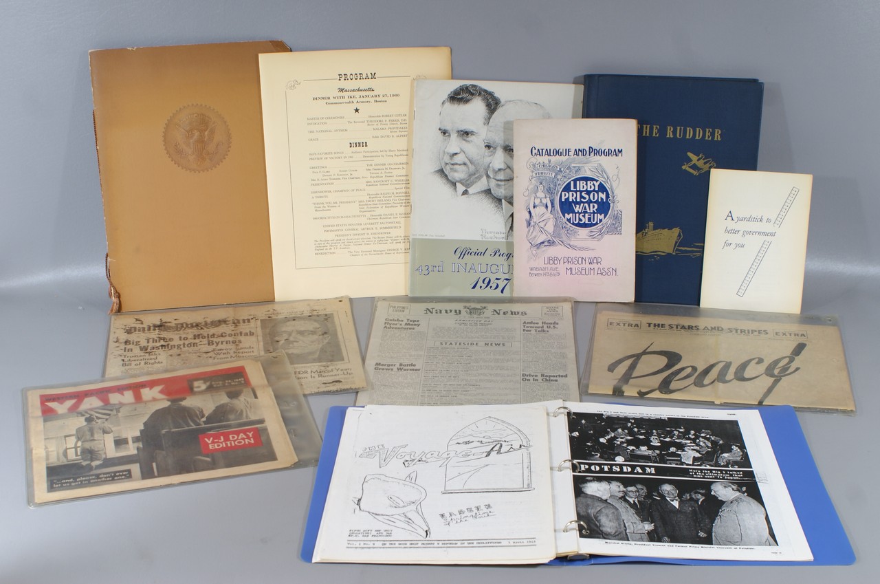 Appraisal: Lot of Political ephemera including Dwight Eisenhower Inauguration program Diner