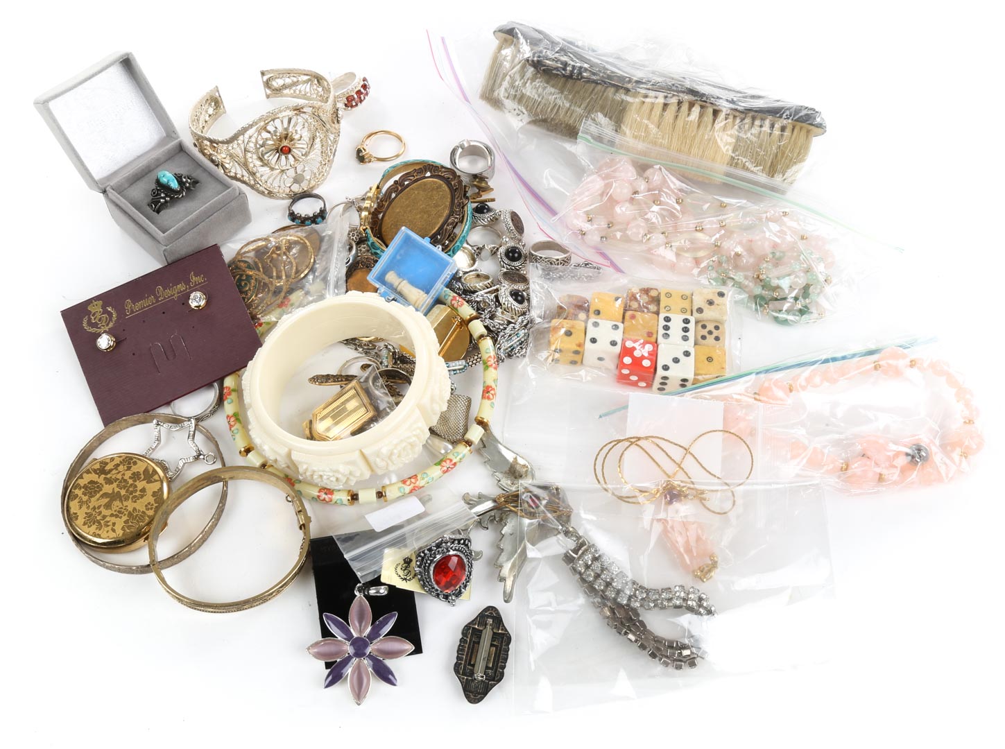 Appraisal: A Bag of Fashion Jewels Featuring sterling silver rings hand