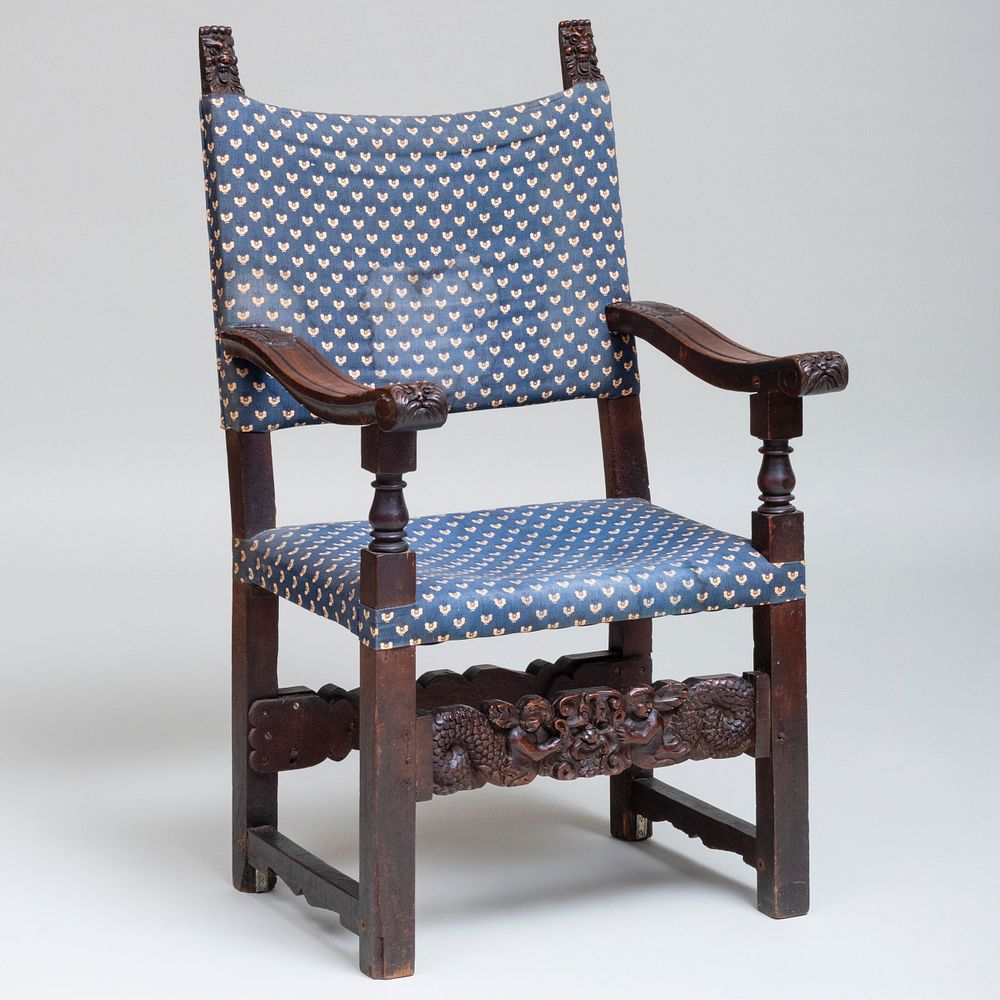 Appraisal: Italian Renaissance Style Walnut Armchair x x in height of