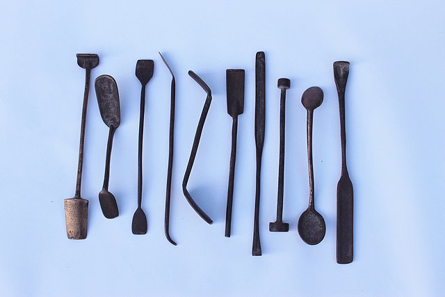 Appraisal: A GROUP OF TEN BRONZE FOUNDERS MOULD SCULPTING TOOLS of