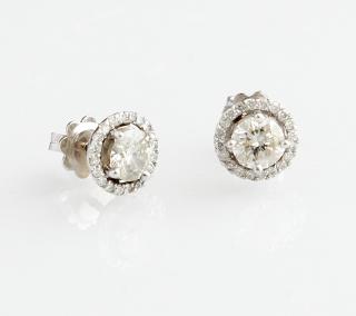 Appraisal: Pair of K White Gold Pierced Earrings each with a