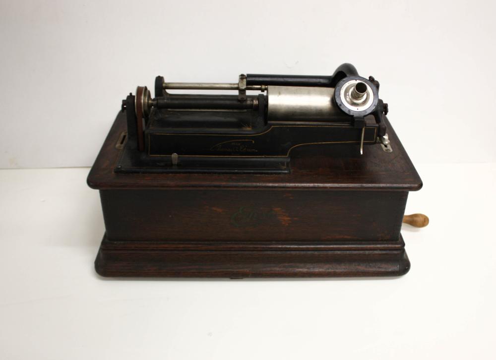 Appraisal: EDISON CYLINDER PHONOGRAPH WITH HORN AND RECORDS 'Home' model B