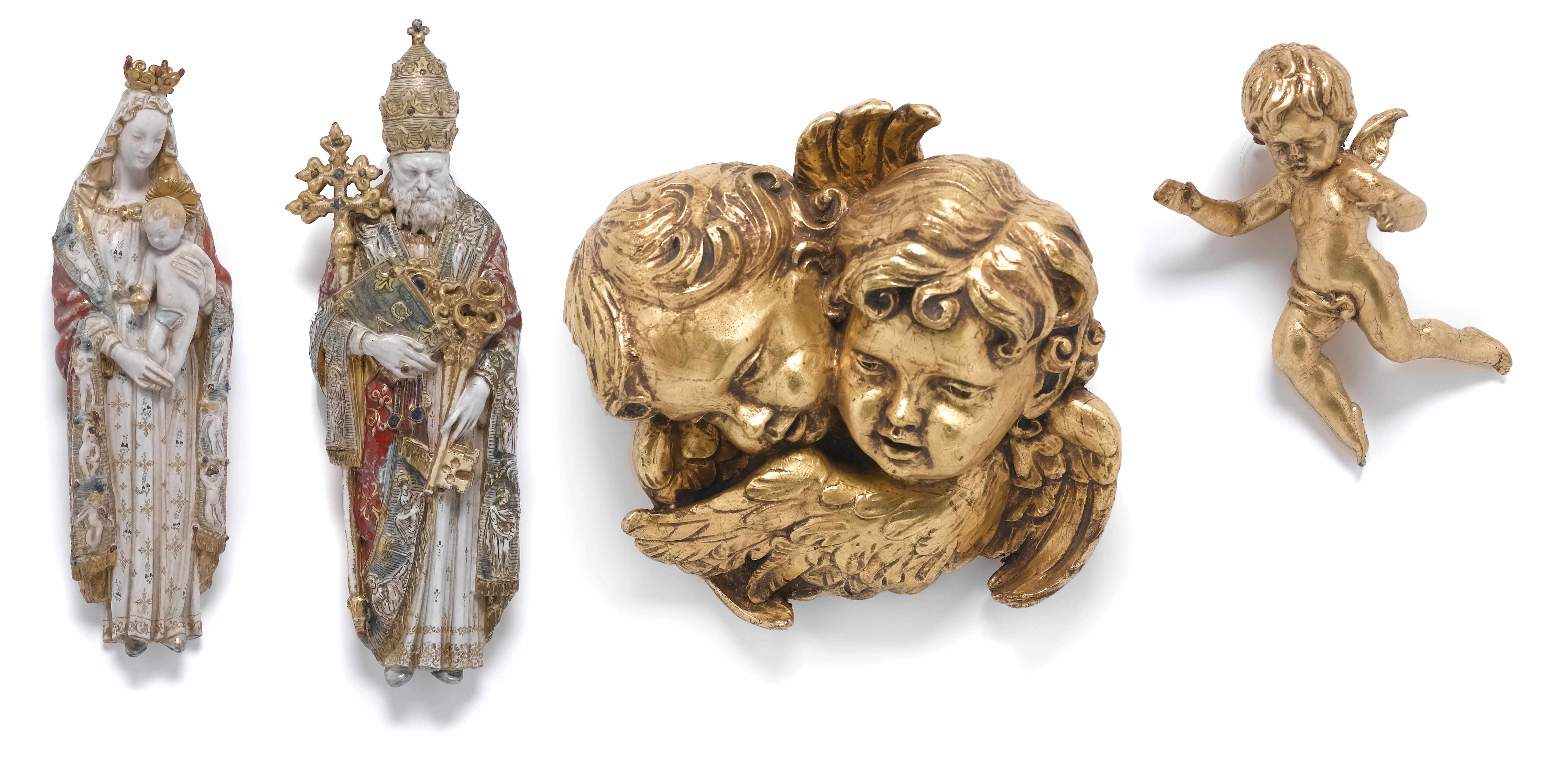 Appraisal: A group of Italian Baroque style giltwood decorations th century