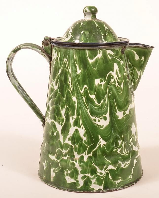 Appraisal: Granite Ware Green Large Swirl Coffee Pot Granite Ware Green