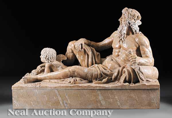 Appraisal: A Fine Carved Granite Figure of a Reclining Greek River