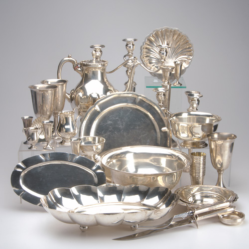 Appraisal: Forty-five pieces of American Mexican and Japanese silver hollowware and