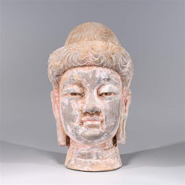 Appraisal: Chinese early style ceramic Buddha head with finely molded details