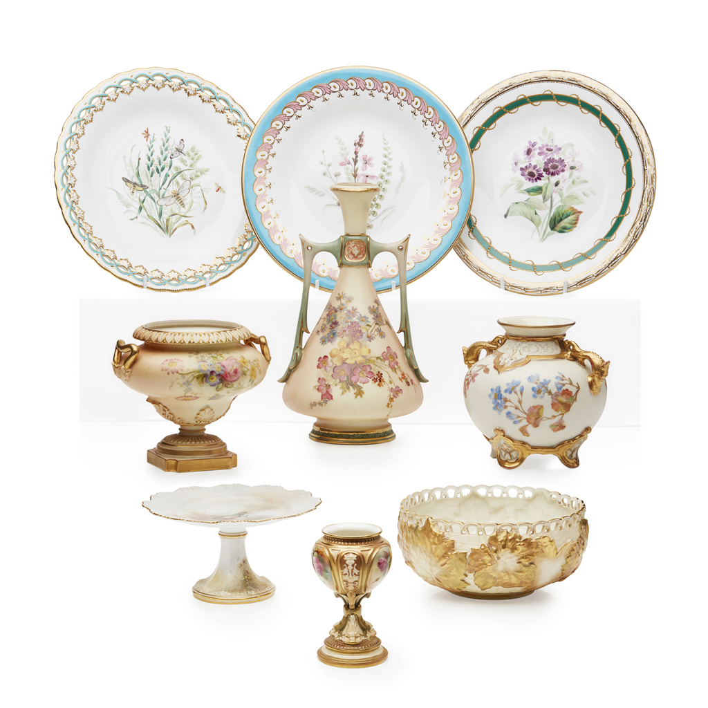 Appraisal: NINE PIECES OF ROYAL WORCESTER PORCELAIN LATE TH- TH CENTURY