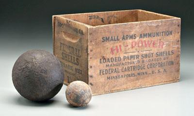 Appraisal: Two cannonballs one possibly hundred pounder said to have been