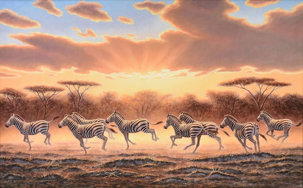 Appraisal: BO NEWELL American Texas th st Century A PAINTING Zebras